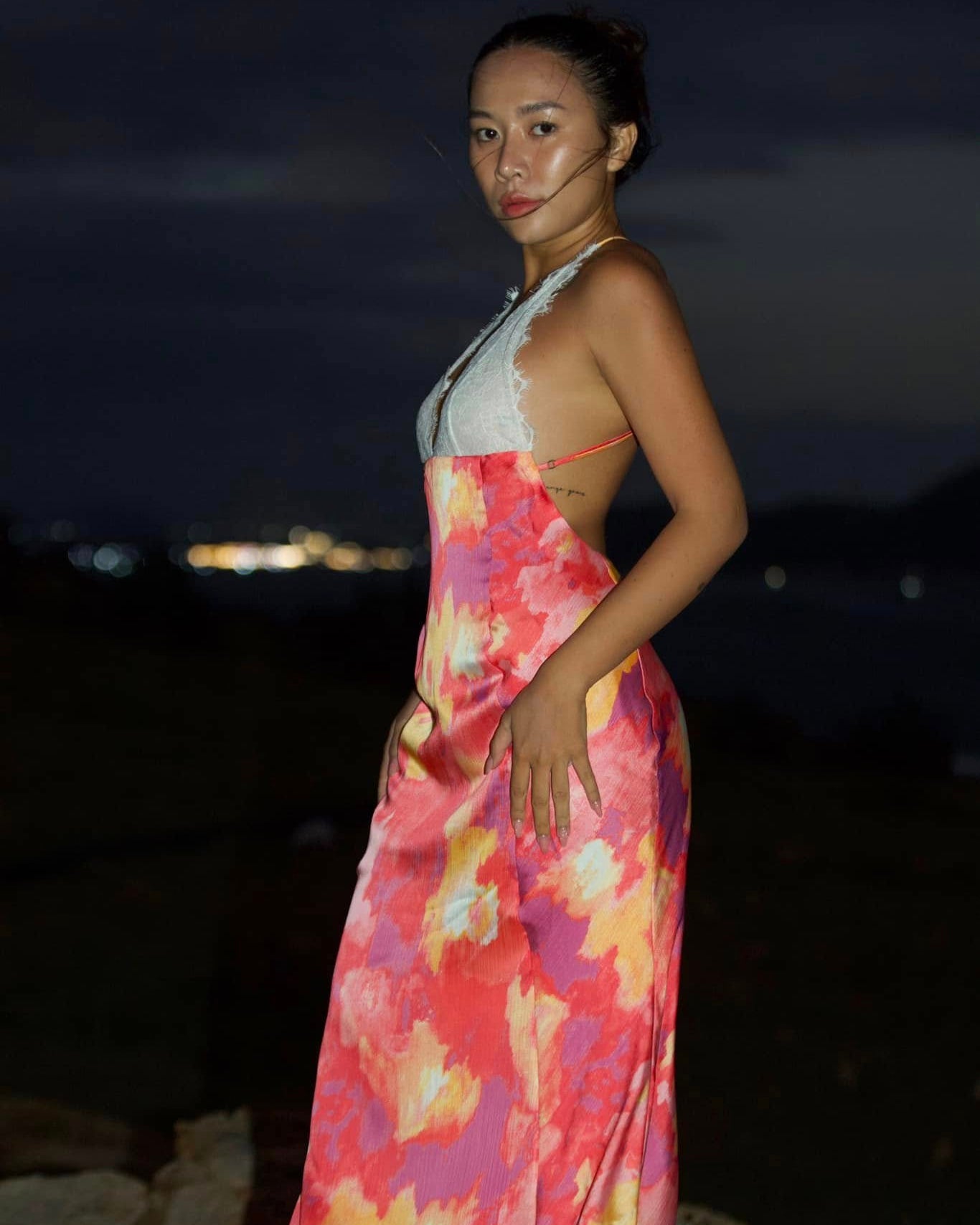 AMARA | Lace and Silk backless Maxi Dress