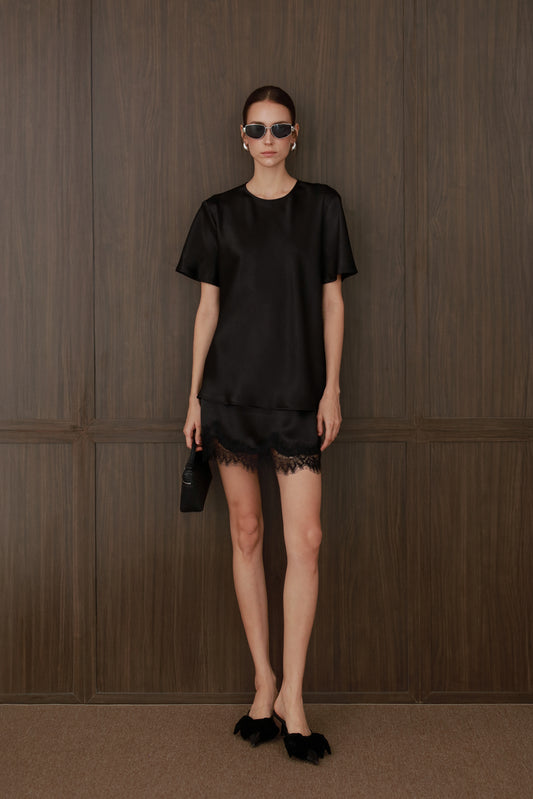 LOU LOU Miniskirt | Silk & Lace Miniskirt