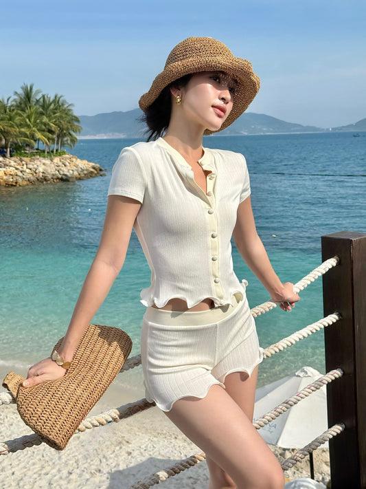 NAMI | Cotton Knit Cute Tee & Shorts