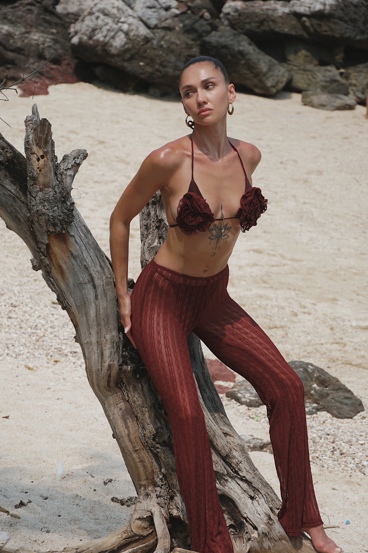 ROSETTE | Burgundy Knit Beach Pants